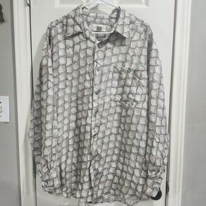 Vintage 90s J.T. Beckett 100% Silk Shirt Mens L Abstract Geometric Button Up